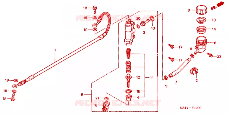 MAITRE-CYLINDRE DE FREIN ARRIERE Honda MOTO 125 CR 2000  CR125RY