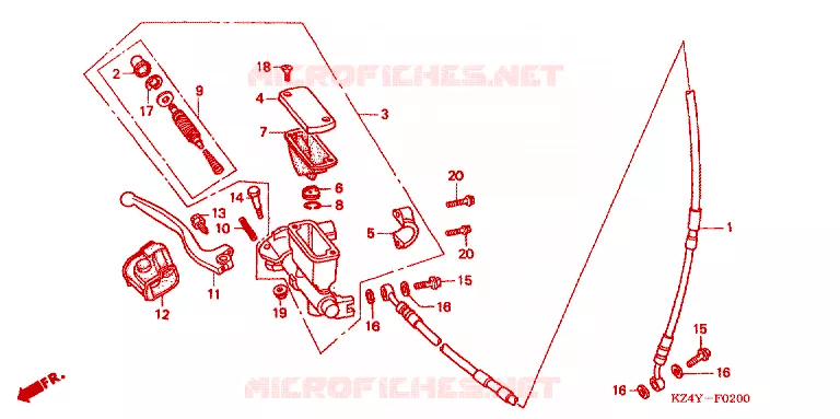 MAITRE CYLINDRE DE FREIN AVANT Honda MOTO 125 CR 2000  CR125RY