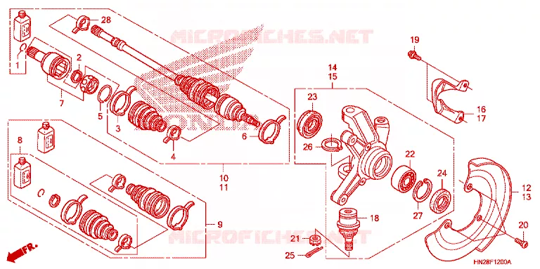 ARBRE DE ROUE  Honda ATV 500 FOURTRAX 2011  TRX500FAB