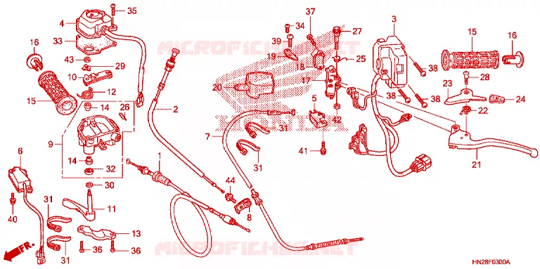LEVIER DE GUIDON - CABLE - COMMODO Honda ATV 500 FOURTRAX 2011  TRX500FAB