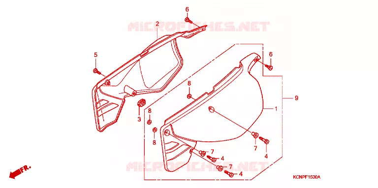 COUVERCLES LATERAUX Honda MOTO 200 XR 2005  XR2005