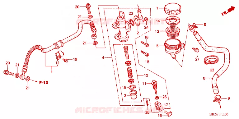 MAITRE-CYLINDRE DE FREIN ARRIERE  Honda MOTO 600 HORNET 2004  CB600F4_A