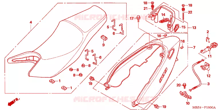 SELLE - CARENAGE ARRIERE Honda MOTO 600 HORNET 2004  CB600F4_A