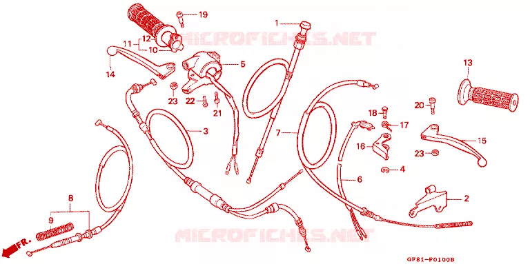 LEVIER DE GUIDON - CABLE - COMMODO Honda MOTO 50 QR 1993  QR50L