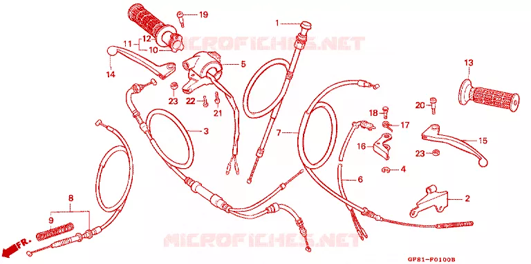LEVIER DE GUIDON - CABLE - COMMODO Honda MOTO 50 QR 2000  QR50V