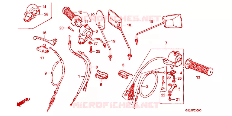 LEVIER DE GUIDON - CABLE - COMMODO Honda MOTO 50 CHALY 1982  CF50C