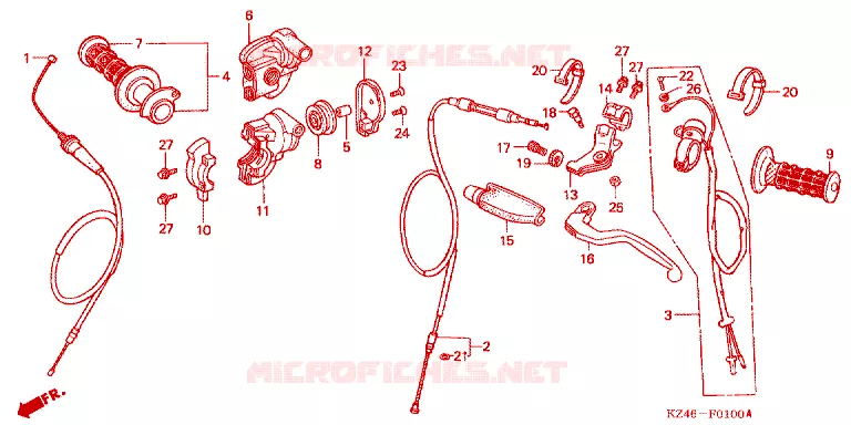 LEVIER DE GUIDON - CABLE - COMMODO Honda MOTO 125 CR 2001  CR125R1