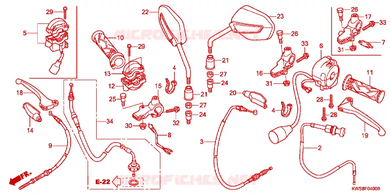 LEVIER DE GUIDON - CABLE - COMMODO Honda MOTO 110 CB 2015  CBF110E