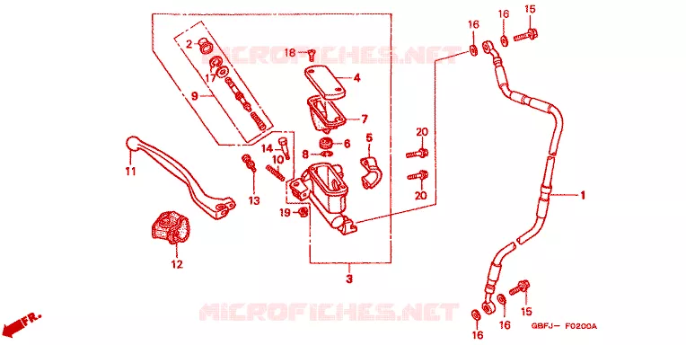 MAITRE CYLINDRE DE FREIN AVANT Honda MOTO 80 CR 2002  CR80R2