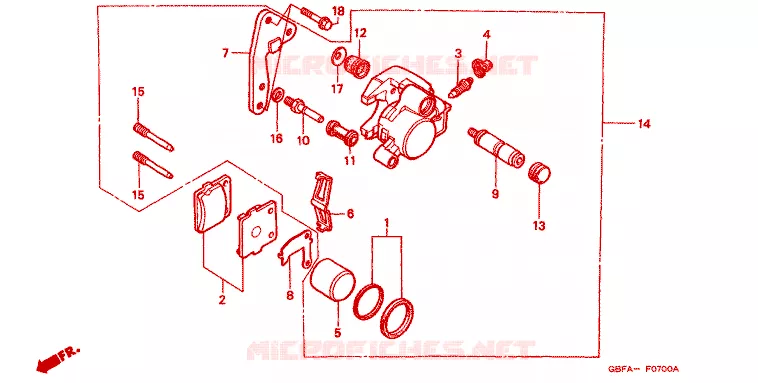 ETRIER DE FREIN AVANT Honda MOTO 80 CR 2000  CR80RY