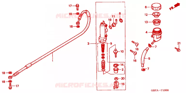 MAITRE-CYLINDRE DE FREIN ARRIERE Honda MOTO 80 CR 2000  CR80RY