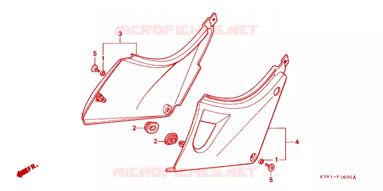 COUVERCLES LATERAUX Honda MOTO 250 VT 1992  VT250FN