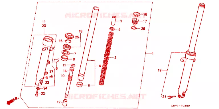 FOURCHE Honda MOTO 250 VT 1992  VT250FN