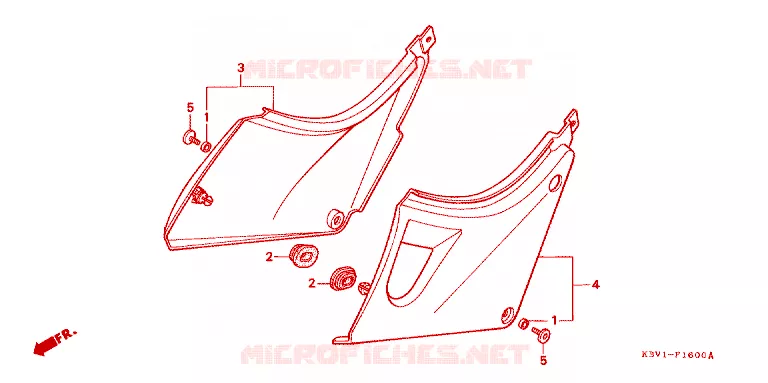 COUVERCLES LATERAUX Honda MOTO 250 VT 1992  VT250FN