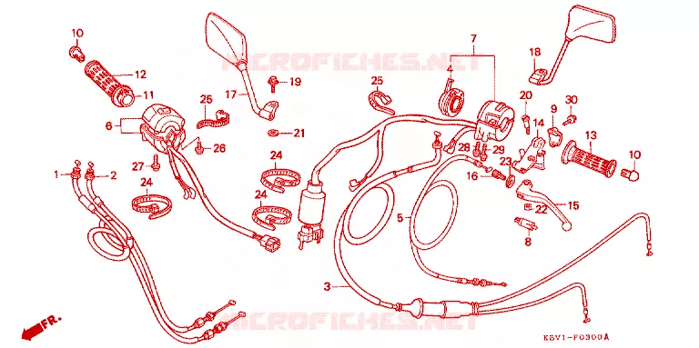 LEVIER DE GUIDON - CABLE - COMMODO Honda MOTO 250 VT 1992  VT250FN