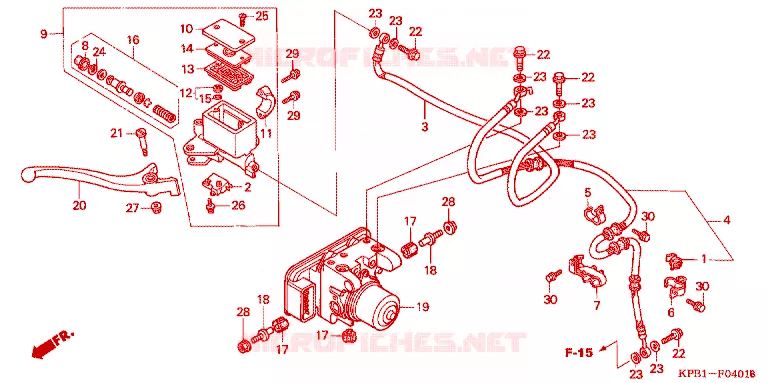 MAITRE-CYLINDRE DE FREIN AVANT - MODULATEUR ABS Honda SCOOTER 250 FORZA 2002  NSS250A2_J