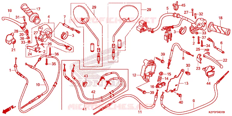 LEVIER DE GUIDON - CABLE - COMMODO Honda MOTO 110 BENLY 2018  MW1101WHJ