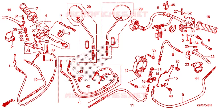 LEVIER DE GUIDON - CABLE - COMMODO Honda MOTO 110 BENLY 2018  MW1101WHJ
