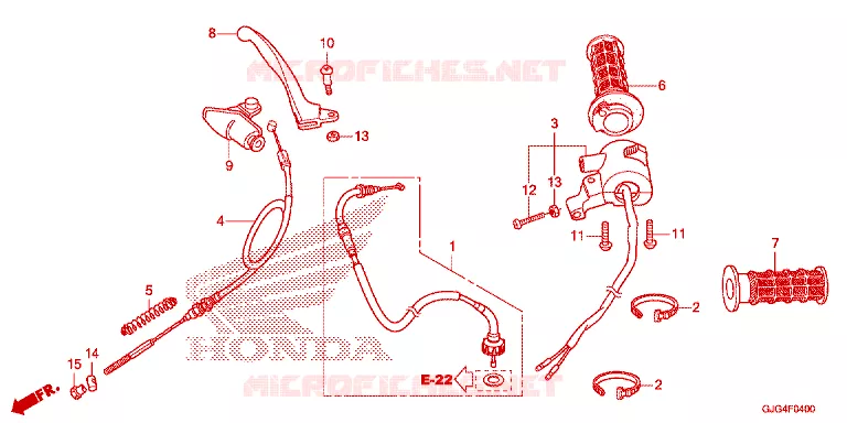 LEVIER DE GUIDON - CABLE - COMMODO Honda MOTO 50 CRF 2024  CRF50FR
