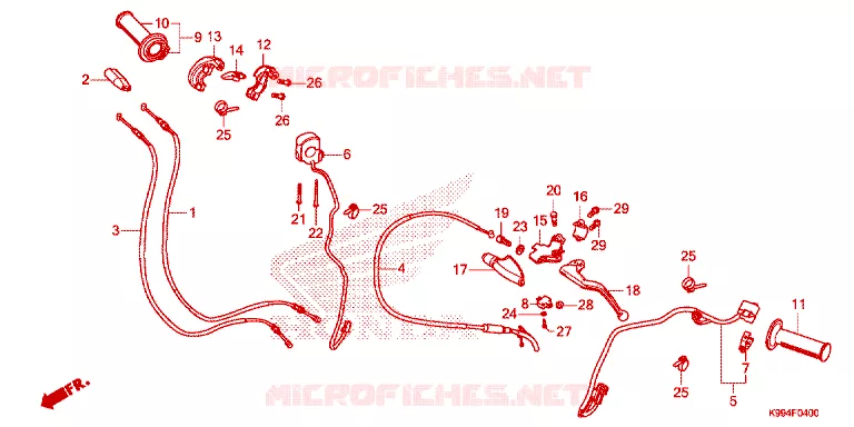 LEVIER DE GUIDON - CABLE - COMMODO Honda MOTO 250 CRF 2024  CRF250FR