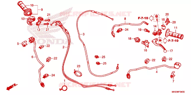 LEVIER DE GUIDON - CABLE - COMMODO Honda MOTO 450 CRF 2024  CRF450XR