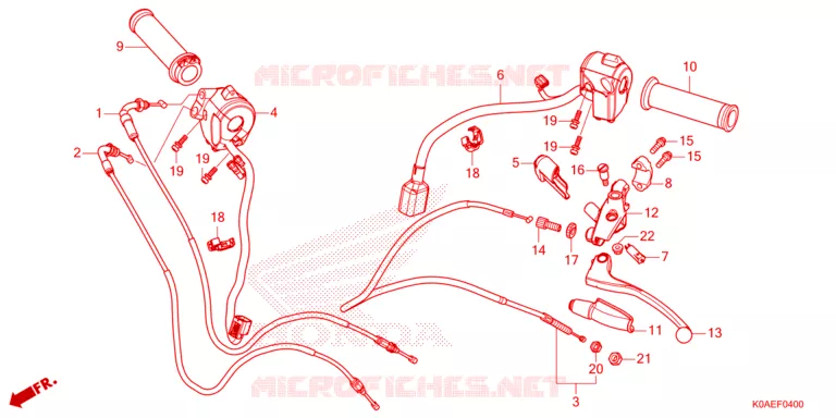 LEVIER DE GUIDON - CABLE - COMMODO Honda MOTO 300 CBF 2023  CBF300NAP