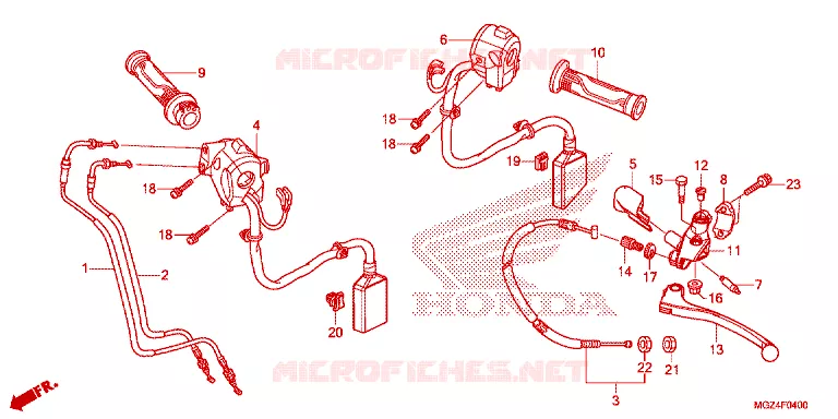 LEVIER DE GUIDON - CABLE - COMMODO Honda MOTO 500 CBR 2014  CBR500RE