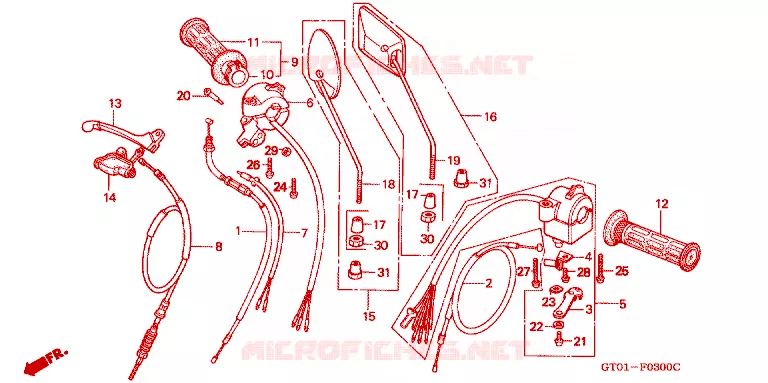 LEVIER DE GUIDON - CABLE - COMMODO Honda MOTO 90 CUB 1994  C90DP