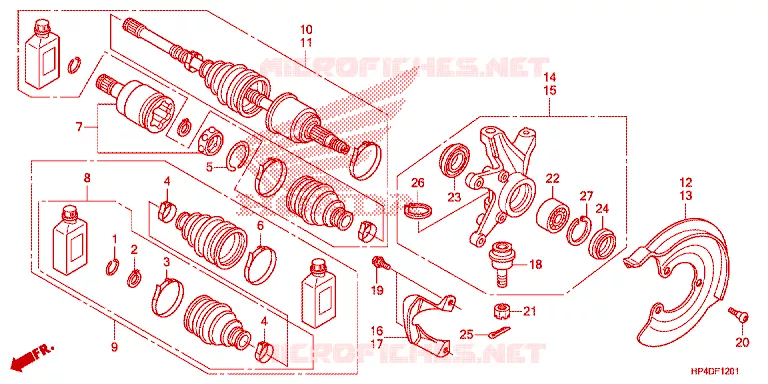 ARBRE DE ROUE AVANT Honda ATV 420 FOURTRAX 2013  TRX420FED