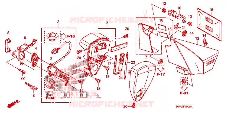 COUVERCLE LATERAL - OUTILS - CONTACTEUR A CLES Honda MOTO 1300 VT 2012  VT1300CXC_A