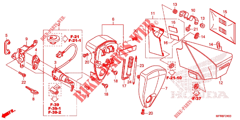 COUVERCLE LATERAL   OUTILS   CONTACTEUR A CLES pour Honda VT 1300 STATELINE de 2014