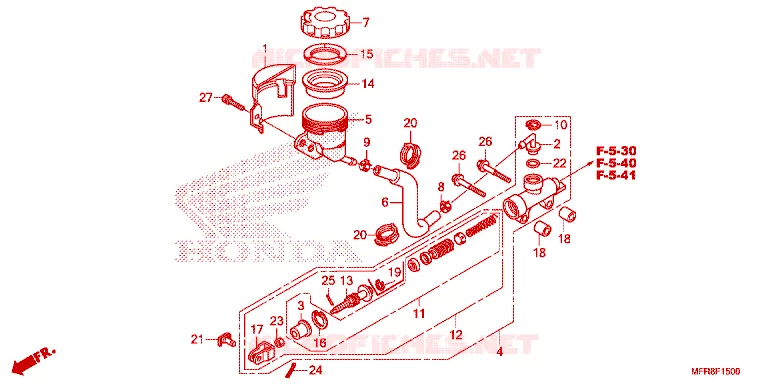 MAITRE CYLINDRE DE FREIN ARRIERE Honda MOTO 1300 VT 2014  VT1300CRE