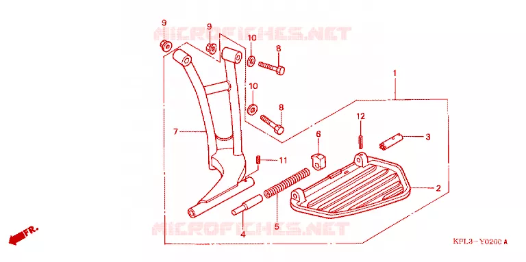 ENSEMBLE MARCHE PIEDS Honda SCOOTER 100 ACTIVA 2005  SCV100CM5