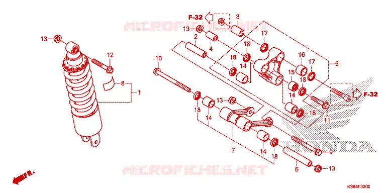 AMORTISSEUR ARRIERE Honda MOTO 250 CRF 2021  CRF250FM