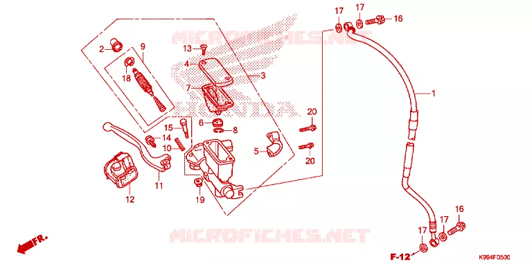 MAITRE CYLINDRE DE FREIN AVANT Honda MOTO 250 CRF 2021  CRF250FM