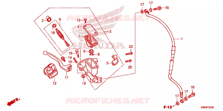 MAITRE CYLINDRE DE FREIN AVANT Honda MOTO 250 CRF 2021  CRF250FM