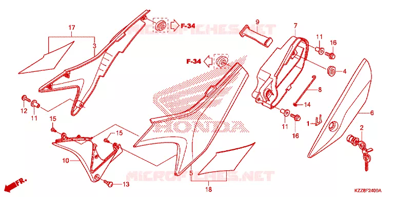 COUVERCLES LATERAUX Honda MOTO 250 CRF 2013  CRF250LD