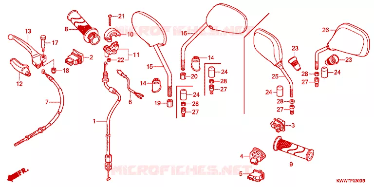 LEVIER DE GUIDON - CABLE - COMMODO Honda MOTO 110 WAVE 2011  AFS110KDFB_2TH