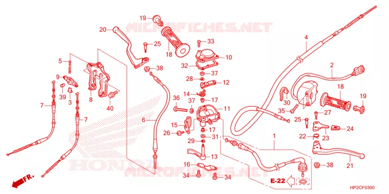 LEVIER DE GUIDON - CABLE - COMMODO Honda ATV 90 FOURTRAX 2024  TRX90XR