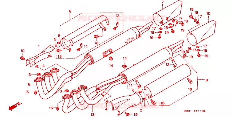 SILENCIEUX D'ECHAPPEMENT Honda MOTO 1500 GOLD-WING 1998  GL1500CW