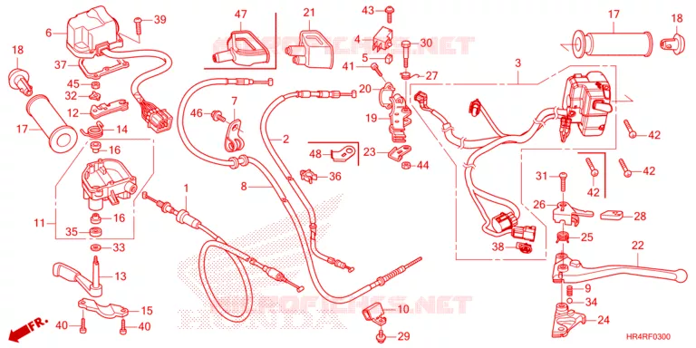 LEVIER DE GUIDON - CABLE - COMMODO Honda ATV 520 FOURTRAX 2024  TRX520FM1R