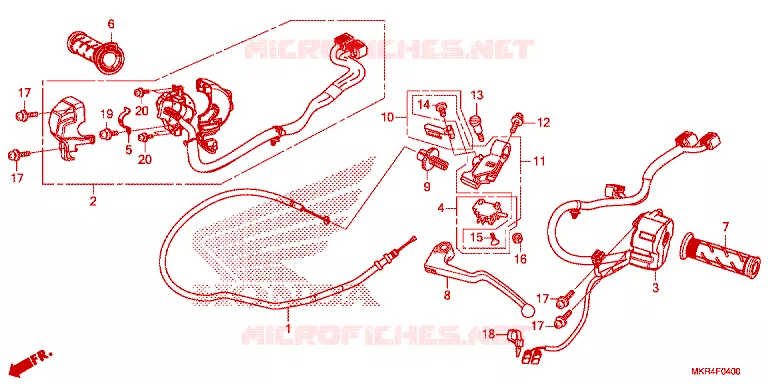 LEVIER DE GUIDON - CABLE - COMMODO Honda MOTO 1000 CBR 2023  CBR1000SPP