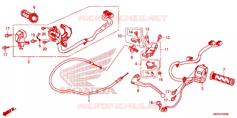 LEVIER DE GUIDON - CABLE - COMMODO Honda MOTO 1000 CBR 2023  CBR1000SPP