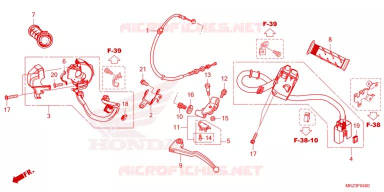 LEVIER DE GUIDON - CABLE - COMMODO Honda MOTO 600 CBR 2024  CBR600R3R