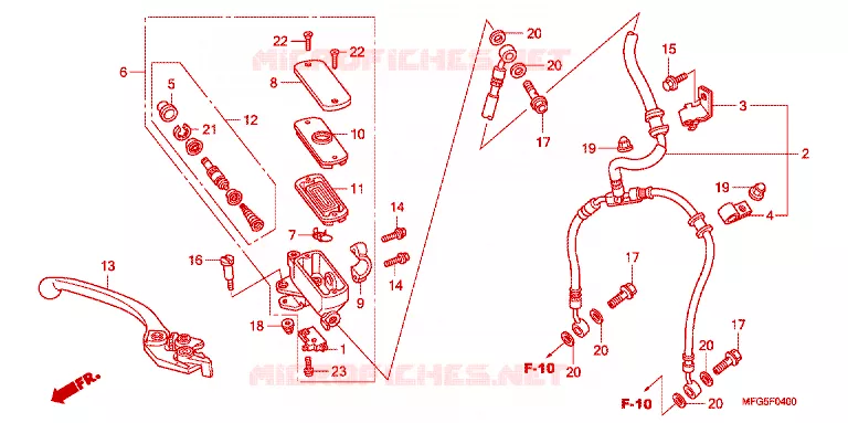 MAITRE CYLINDRE DE FREIN AVANT Honda MOTO 600 HORNET 2009  CB600F9_BR