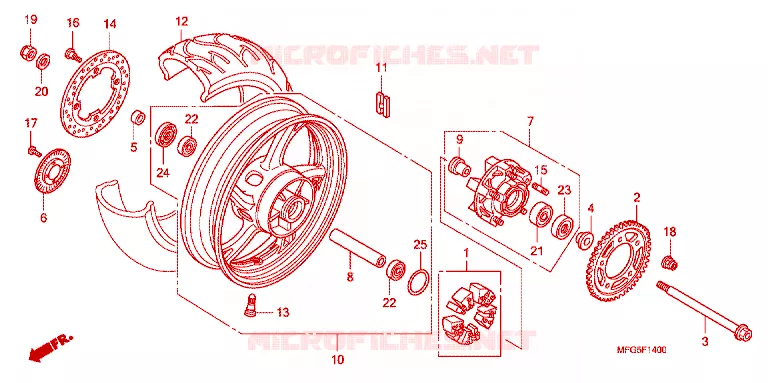 ROUE ARRIERE Honda MOTO 600 HORNET 2009  CB600F9_BR