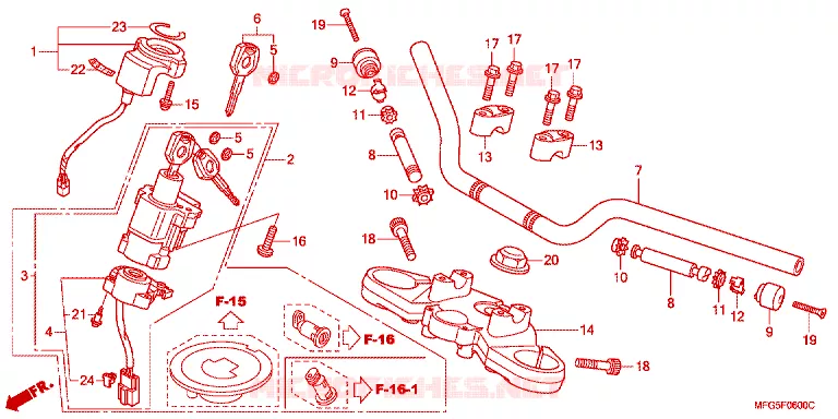 GUIDON - TE DE FOURCHE Honda MOTO 600 HORNET 2010  CB600FA_BR