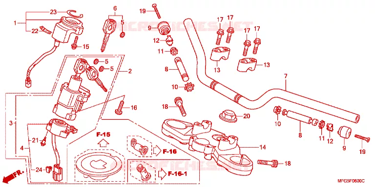 GUIDON - TE DE FOURCHE Honda MOTO 600 HORNET 2014  CB600FAE_BR