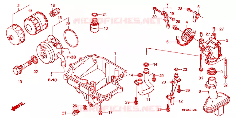 CARTER - POMPE - FILTRE A HUILE Honda MOTO 600 HORNET 2013  CB600FD_BR