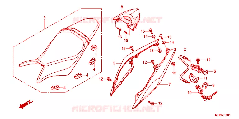 SELLE - CARENAGE ARRIERE Honda MOTO 600 HORNET 2013  CB600FD_BR